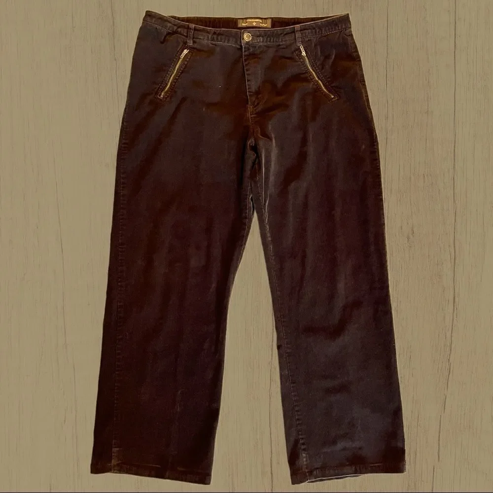 Vintage 90s mid rise wide leg brown corduroy pants - Picture 1 of 8